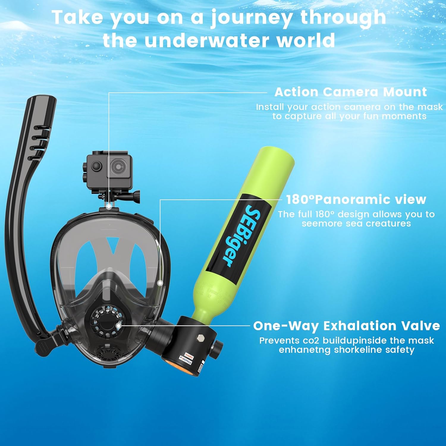 Mini Scuba Tank 0.5L with Full - Snorkel Set review and price